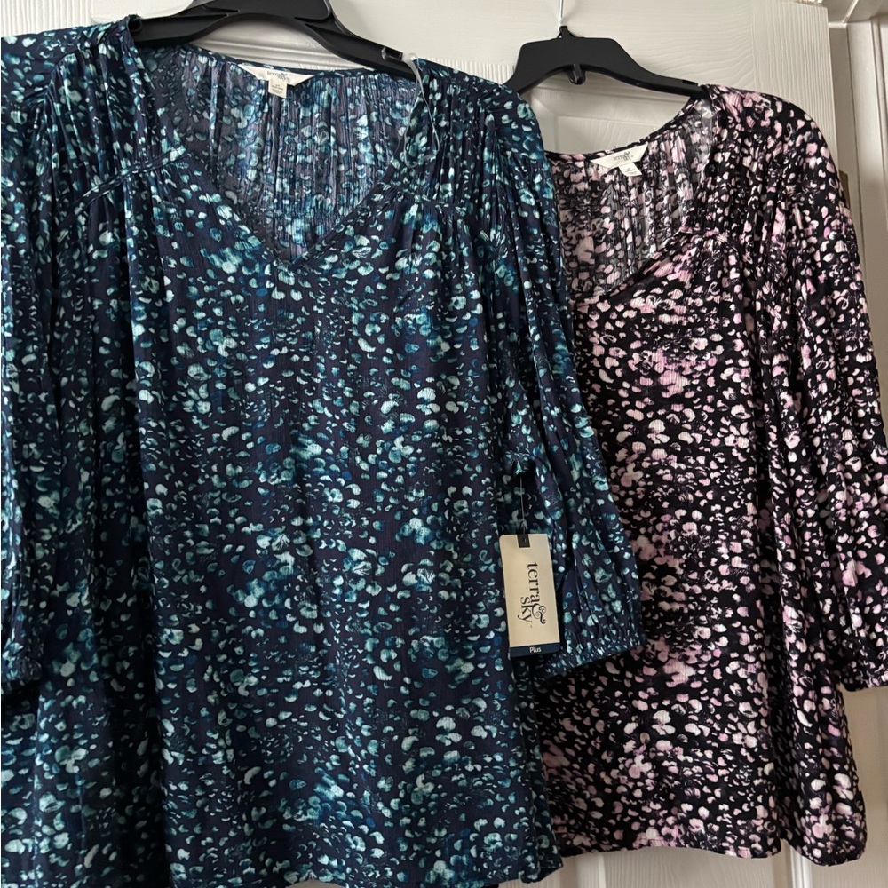 Terra & Sky Blue and Pink Printed Blouses
